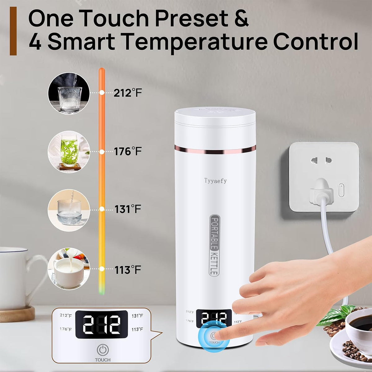 ☕ 50% OFF! ✨ 500ml Portable Travel Electric Kettle – 4-Stage Temp Control 45°C-100°C with Live LED Display, Rapid 5-Min Boiling, 12H Keep Warm, 360° Leak-Proof Sealing & Double-Layer Anti-Scald Shell – 520g for Hotel Office Travel ✈️