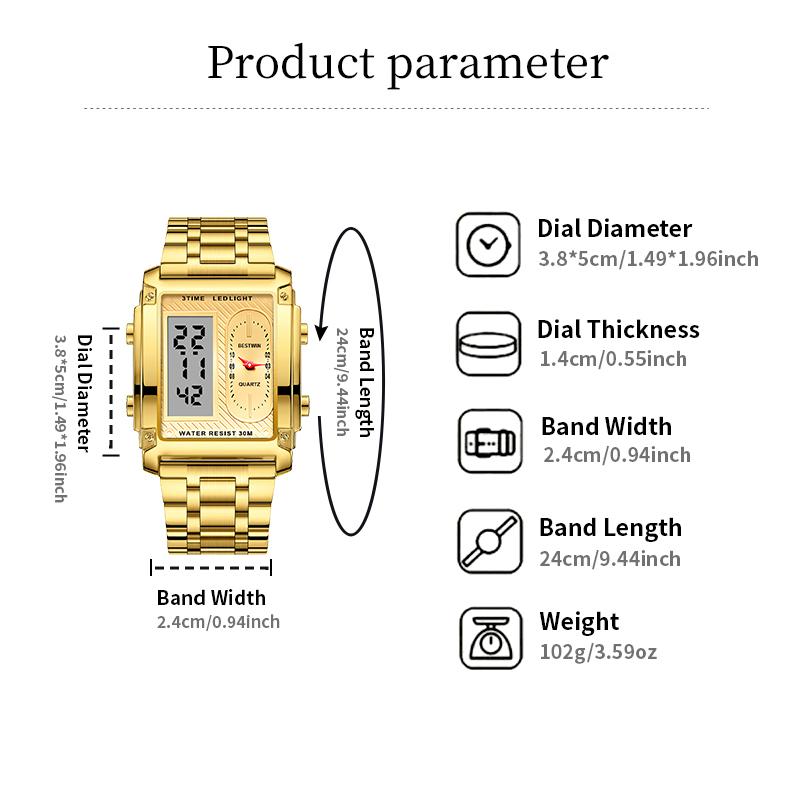 ⏳Limited time 50% OFF💥🎁Men's Square Creative Dual-Movement Multifunctional Sports Watch