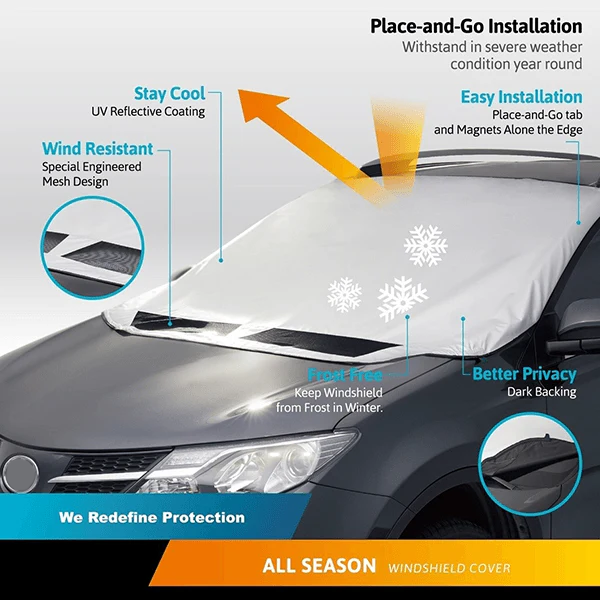 📢📢50% OFF !! ⏰Windshield Anti-Snow & Anti-Frost Cover with Mirror Protection – Ready-to-Drive in Any Weather!