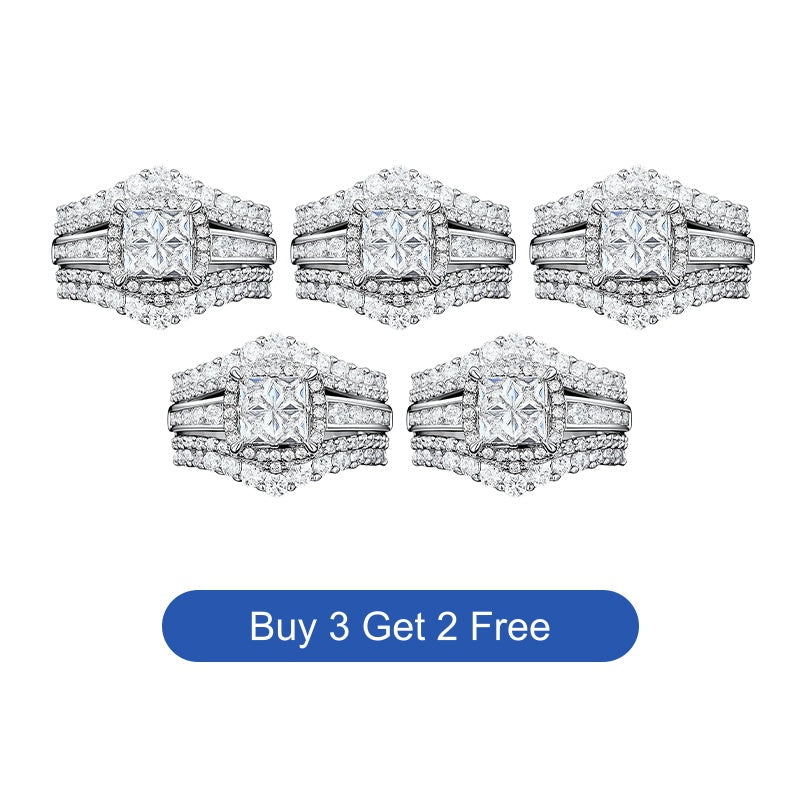 ⏳Time-Limited Special⏰Women's Princess Cut Cubic Zirconia Filled Ring – Pave Setting, Multi-Layer Band, Sparkle ✨