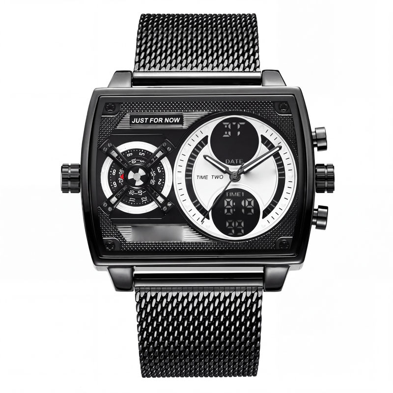 Men's Square Luminous Watch with Dual Chronograph
