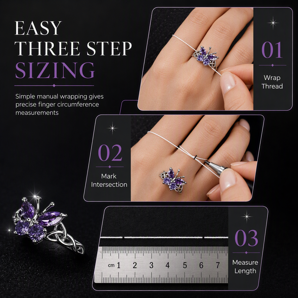 🦋 50% OFF! ✨ Korean Style Sweet & Cool Butterfly Ring for Women – Vibrant Purple Gemstones, Intricate Celtic Weave & Platinum Color – Elegant Daily Luxury 💜