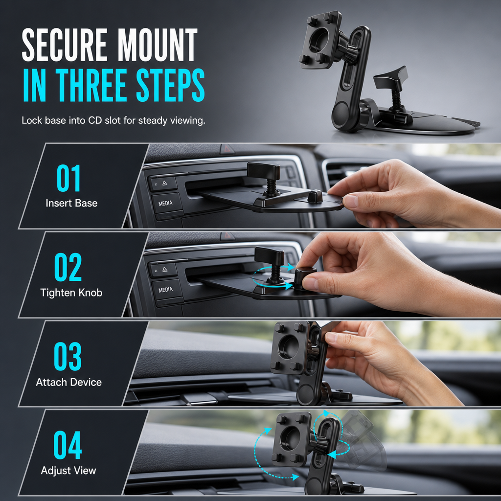 Car CD Slot and Air Vent Adjustable Gravity Phone Mount Holder Bracket Accessory