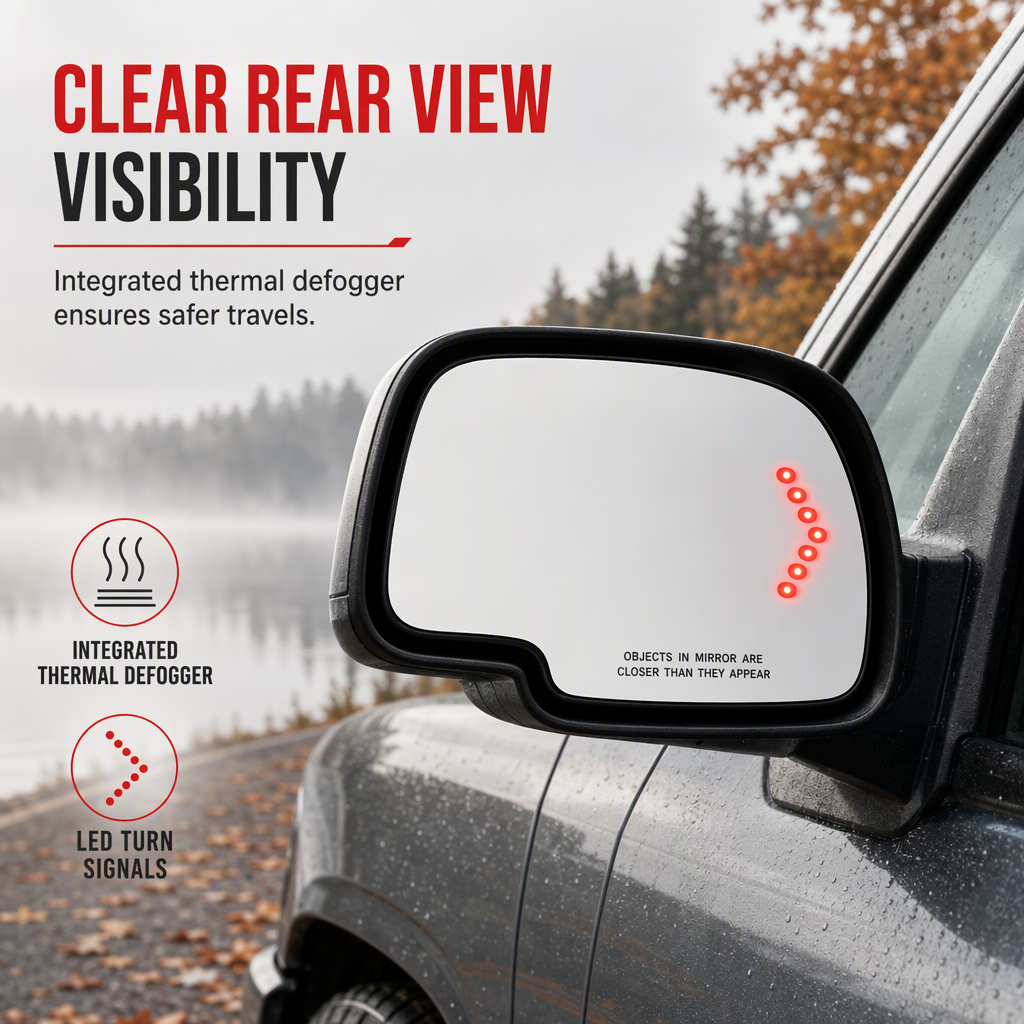 📢📢50% OFF !! ⏰Heated Side Rear View Mirror Glass Replacement with LED Turn Signal Light for or Passenger Side🚗⬅️➡️