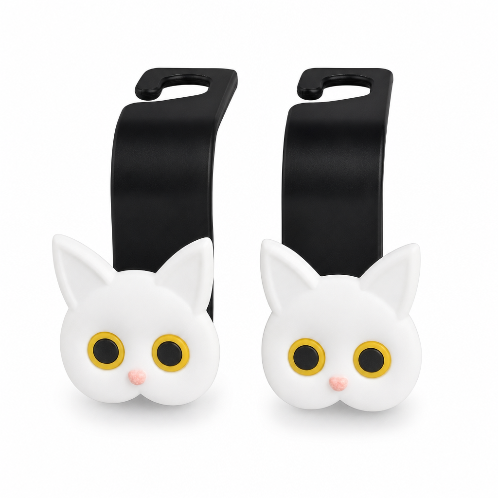 📢📢50% OFF !! ⏰Universal Cartoon Cat Car Seat Headrest Hook Backseat Organizer Hanger for Vehicle Storage