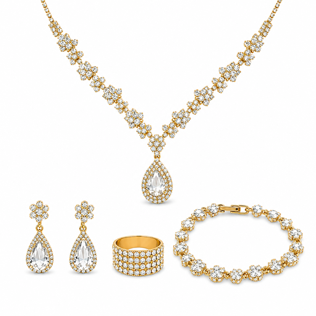 💎 Teardrop Crystal Jewelry Set – Radiant, Skin-Safe & Effortless ✨