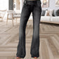 Vintage Side Buttons Mid-rise Bell Bottom Jeans