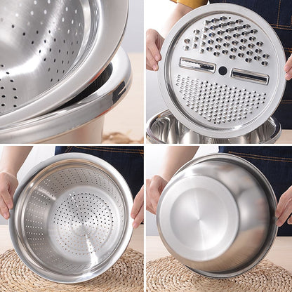 🧀🔪 50% OFF! 🥣3-in-1 Stainless Steel Grater Bowl – German Quality.