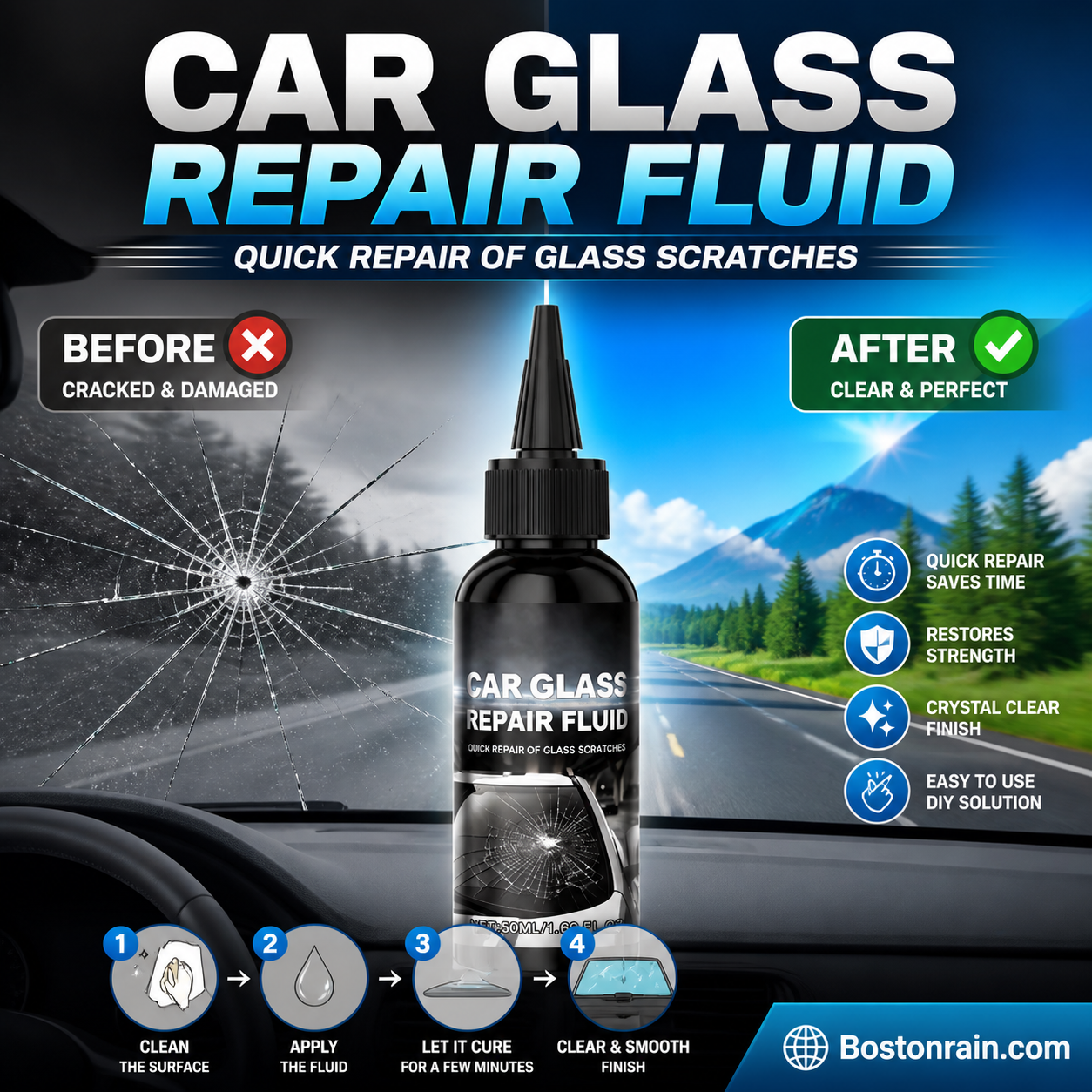🔥Limited Time Promotion 50% OFF🔥Fast-Acting Windshield Crack & Chip Repair Kit