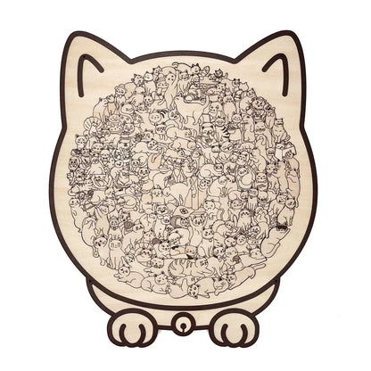 🎁Christmas Sale 50% OFF🎅135-Piece Morandi-Colored Cat Shaped Wooden Jigsaw Puzzle