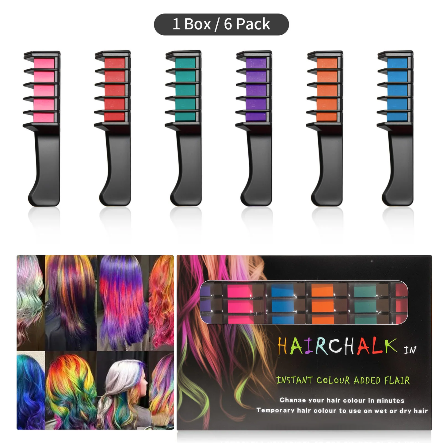 📢📢Buy 2 Get 1 Free⏰Temporary Hair Dye Chalk Comb- Cruelty Free🪮