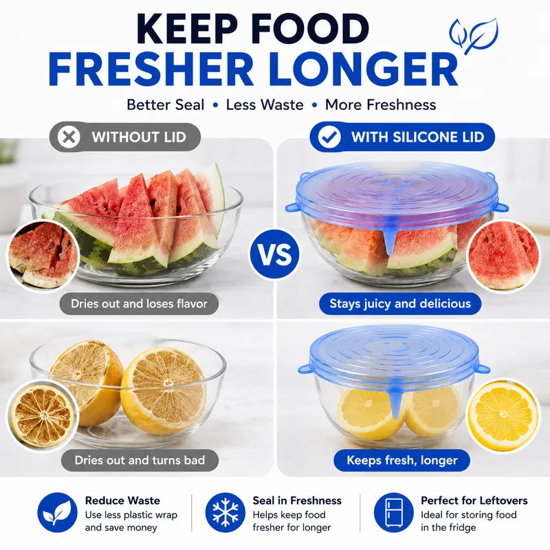 🥣 LIMITED‑TIME 50% OFF! 🫙 Adpartner Silicone Lids for Food Storage (6-Pack) ♻️