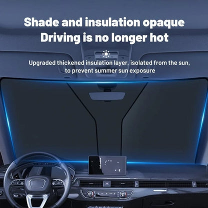 ☀️ 50% OFF NOW! 🚗 Windshield Sunshade – UV Protection, Foldable & Includes Steering Wheel Cover & Pouch 🛡️