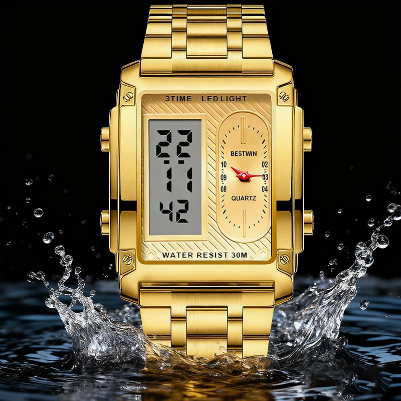 ⏳Limited time 50% OFF💥🎁Men's Square Creative Dual-Movement Multifunctional Sports Watch
