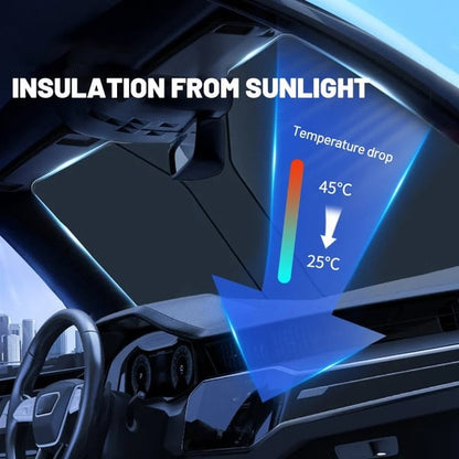 ☀️ 50% OFF NOW! 🚗 Windshield Sunshade – UV Protection, Foldable & Includes Steering Wheel Cover & Pouch 🛡️