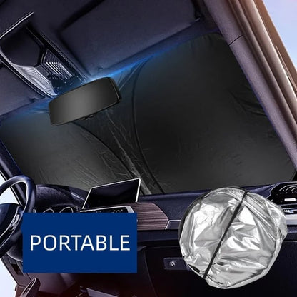☀️ 50% OFF NOW! 🚗 Windshield Sunshade – UV Protection, Foldable & Includes Steering Wheel Cover & Pouch 🛡️