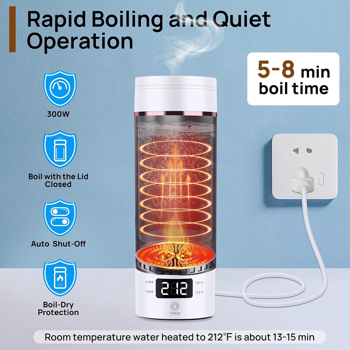 ☕ 50% OFF! ✨ 500ml Portable Travel Electric Kettle – 4-Stage Temp Control 45°C-100°C with Live LED Display, Rapid 5-Min Boiling, 12H Keep Warm, 360° Leak-Proof Sealing & Double-Layer Anti-Scald Shell – 520g for Hotel Office Travel ✈️