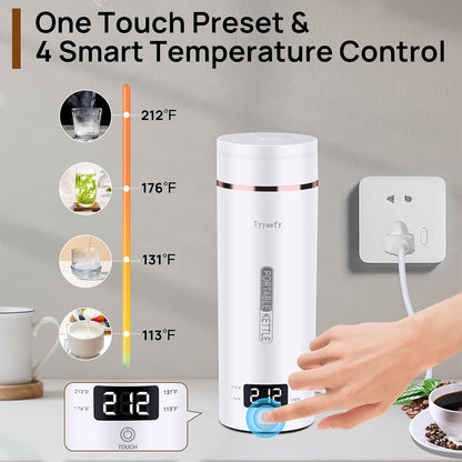 ☕ 50% OFF! ✨ 500ml Portable Travel Electric Kettle – 4-Stage Temp Control 45°C-100°C with Live LED Display, Rapid 5-Min Boiling, 12H Keep Warm, 360° Leak-Proof Sealing & Double-Layer Anti-Scald Shell – 520g for Hotel Office Travel ✈️