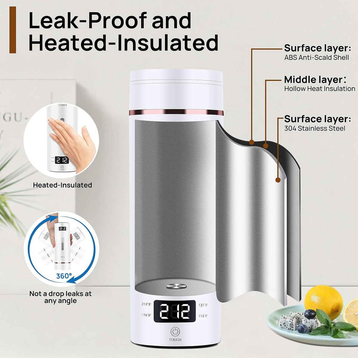 ☕ 50% OFF! ✨ 500ml Portable Travel Electric Kettle – 4-Stage Temp Control 45°C-100°C with Live LED Display, Rapid 5-Min Boiling, 12H Keep Warm, 360° Leak-Proof Sealing & Double-Layer Anti-Scald Shell – 520g for Hotel Office Travel ✈️