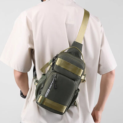 Men's Waterproof Oxford Chest Bag – Multi-Compartment & Adjustable Strap