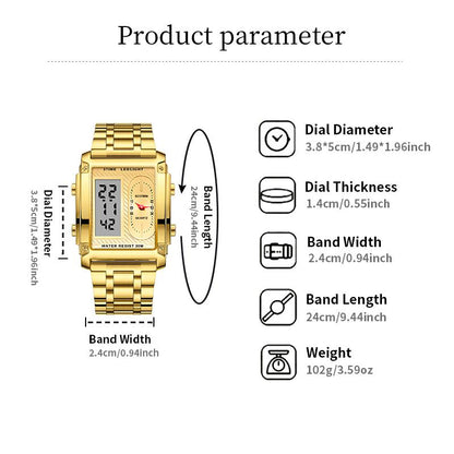 ⏳Limited time 50% OFF💥🎁Men's Square Creative Dual-Movement Multifunctional Sports Watch