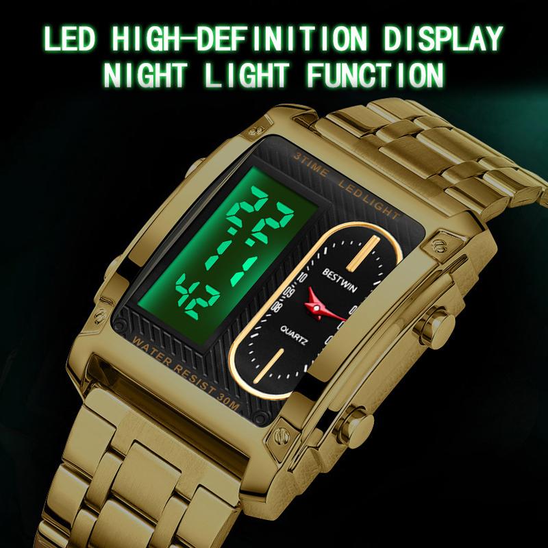 ⏳Limited time 50% OFF💥🎁Men's Square Creative Dual-Movement Multifunctional Sports Watch