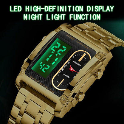 ⏳Limited time 50% OFF💥🎁Men's Square Creative Dual-Movement Multifunctional Sports Watch