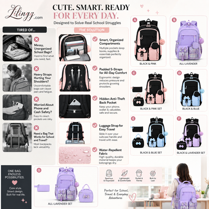 🎀🎒 50% OFF! ⚡Cute Bowknot Lightweight School Backpack – Water Repellent & Anti-Theft!