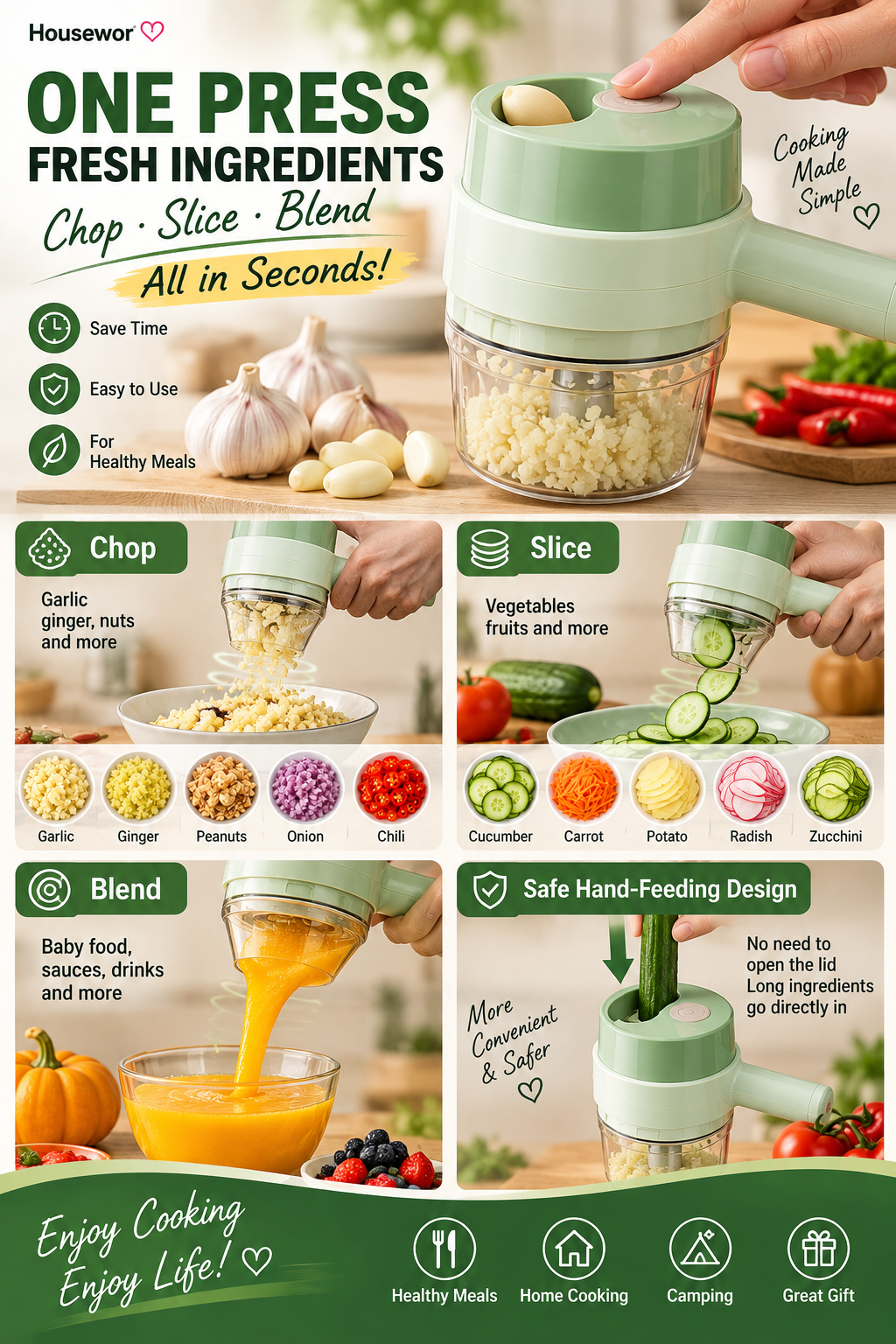 4 In 1 Handheld Electric Vegetable Cutter Set