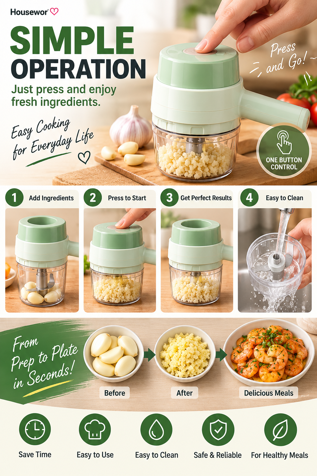 4 In 1 Handheld Electric Vegetable Cutter Set