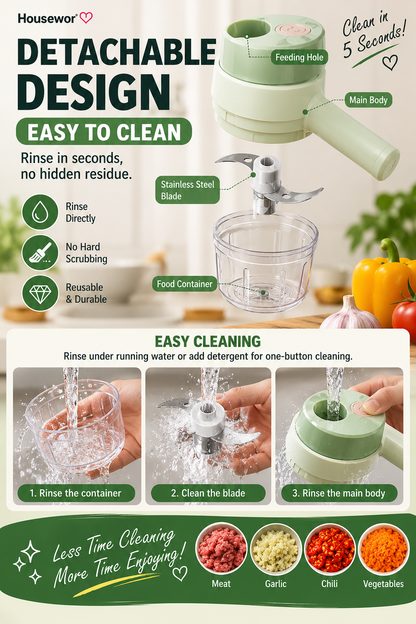 4 In 1 Handheld Electric Vegetable Cutter Set