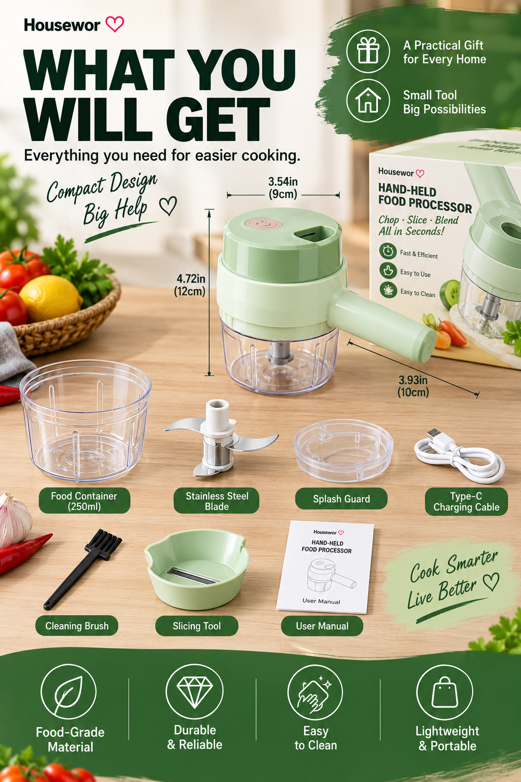 4 In 1 Handheld Electric Vegetable Cutter Set