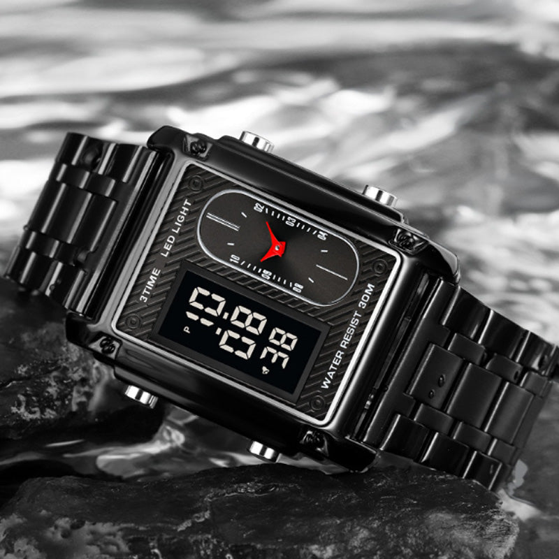 ⏳Limited time 50% OFF💥🎁Men's Square Creative Dual-Movement Multifunctional Sports Watch