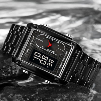 ⏳Limited time 50% OFF💥🎁Men's Square Creative Dual-Movement Multifunctional Sports Watch