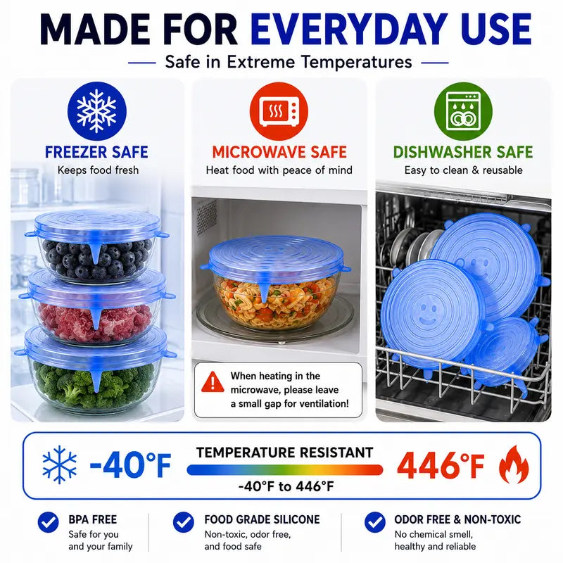 🥣 LIMITED‑TIME 50% OFF! 🫙 Adpartner Silicone Lids for Food Storage (6-Pack) ♻️