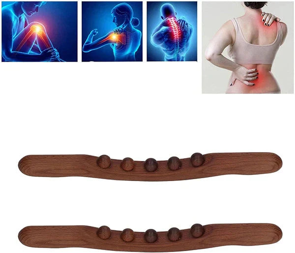 💆‍♀️✨ Buy 2 get 1 free! 19-Bead Wooden Body Massage Roller – Natural Beech Wood, Ergonomic Grip & Full-Body Relaxation