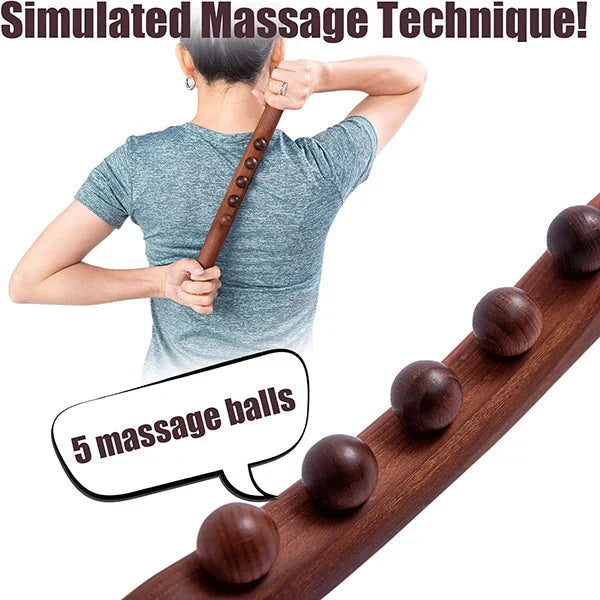 💆‍♀️✨ Buy 2 get 1 free! 19-Bead Wooden Body Massage Roller – Natural Beech Wood, Ergonomic Grip & Full-Body Relaxation