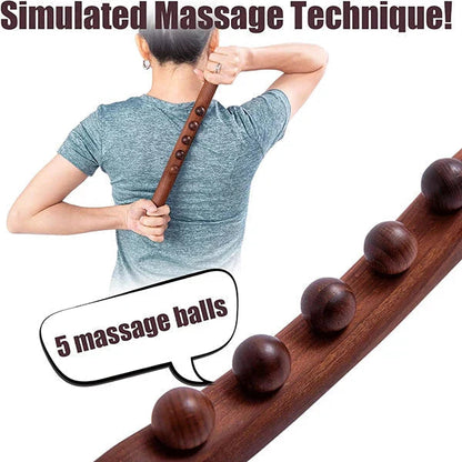 💆‍♀️✨ Buy 2 get 1 free! 19-Bead Wooden Body Massage Roller – Natural Beech Wood, Ergonomic Grip & Full-Body Relaxation