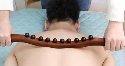 💆‍♀️✨ Buy 2 get 1 free! 19-Bead Wooden Body Massage Roller – Natural Beech Wood, Ergonomic Grip & Full-Body Relaxation