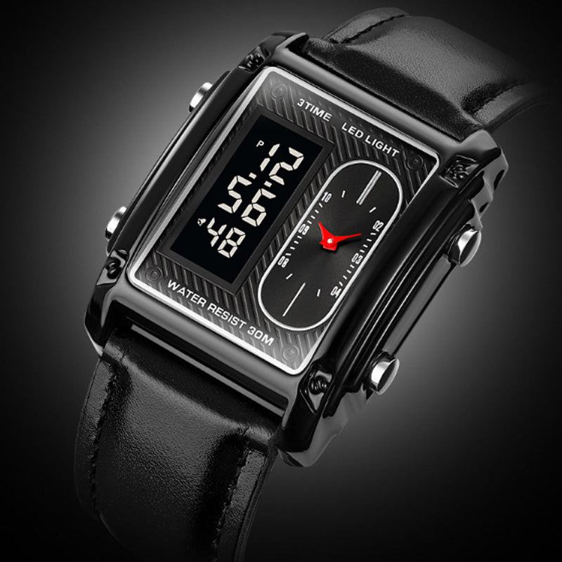 ⏳Limited time 50% OFF💥🎁Men's Square Creative Dual-Movement Multifunctional Sports Watch