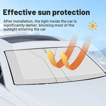 ☀️ 50% OFF NOW! 🚗 Windshield Sunshade – UV Protection, Foldable & Includes Steering Wheel Cover & Pouch 🛡️