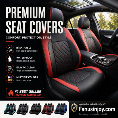 🎉 2026 Sale — 🔥Over 50,000 Sold 🚗 9-Piece Quilted Faux Leather Seat Covers – Car Interior Accessory ⏰