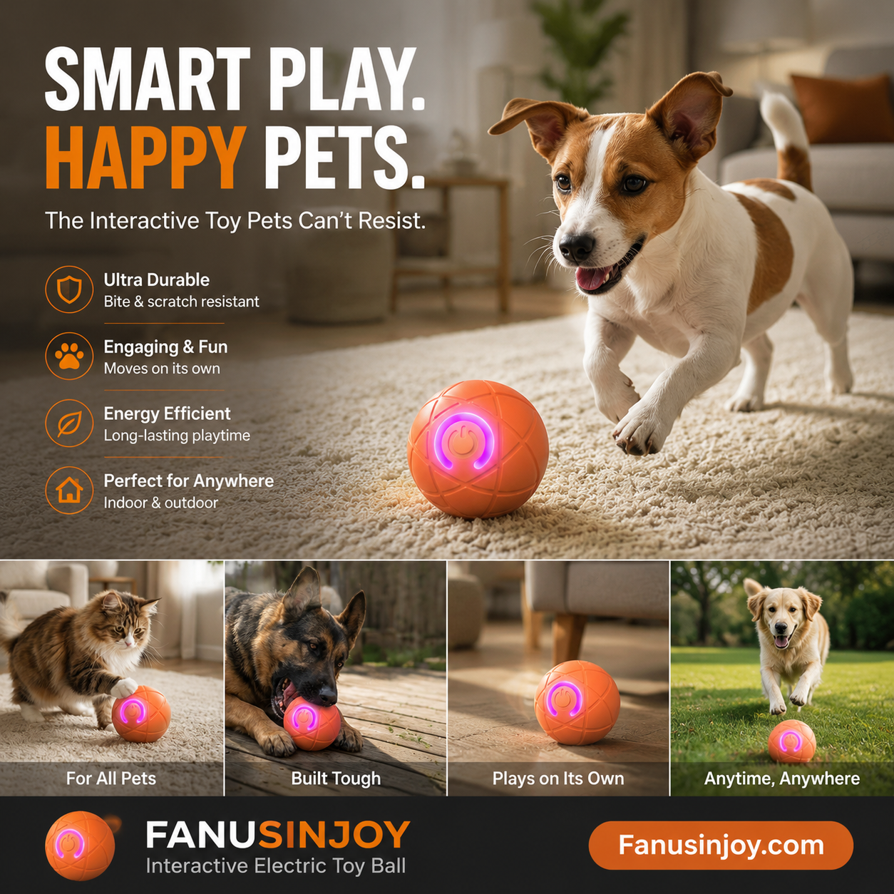 🐱🐶Let the little pets no longer feel lonely-Auto Bouncing Smart Pet Ball