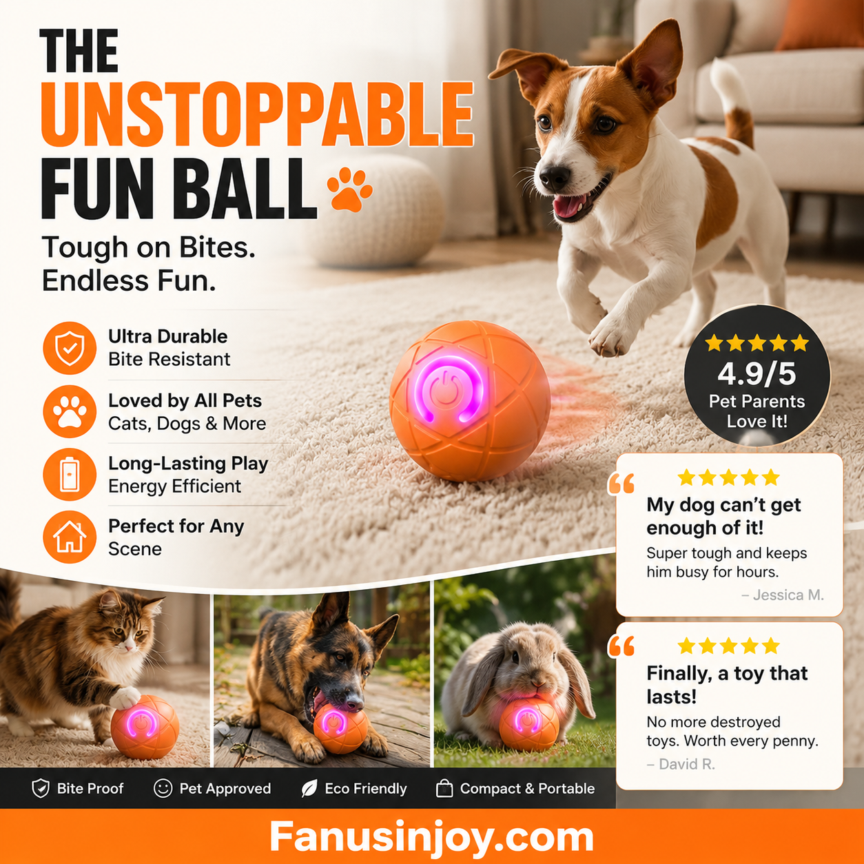 🐱🐶Let the little pets no longer feel lonely-Auto Bouncing Smart Pet Ball
