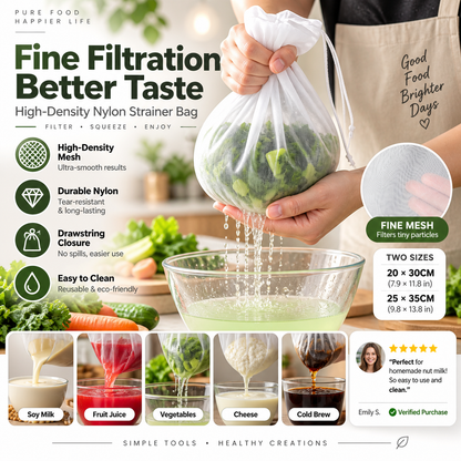 ⏳Time-Limited Special⏰High-Density Reusable Food Strainer Bag – Fine Mesh, Durable, Drawstring 🧺
