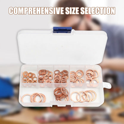 📀100/200 PCS Copper Flat Washer Assortment Kit（50% OFF）