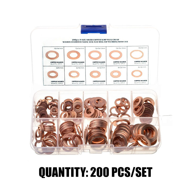 📀100/200 PCS Copper Flat Washer Assortment Kit（50% OFF）