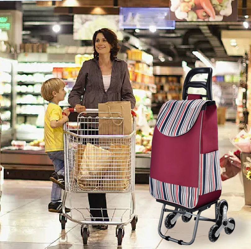 Large Capacity Portable Folding Stair Climbable Cart🔝 Effortless Lifting, Stair Climbing Made Easy, A Great Helper for Shopping and Moving!