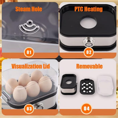 📢📢50% OFF !!!⏰Multifunctional Egg Steamer with Clear Lid