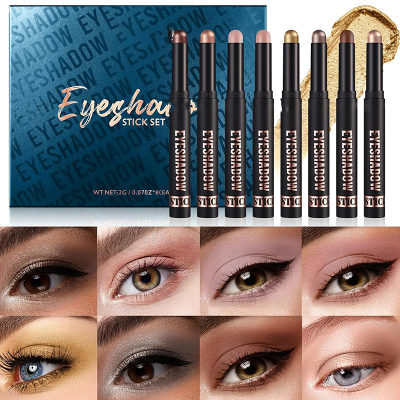 ✨ 50% OFF! ✨ 8 Colors Glitter Eyeshadow Stick - Waterproof & Long-Wearing Multi-Use Formula for Sparkling Looks! 🎄🌟